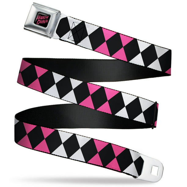 1.0 Wide Buckle-Down Seatbelt Belt 20-36 Inches in Length Stripes White/Black/White/Pink 